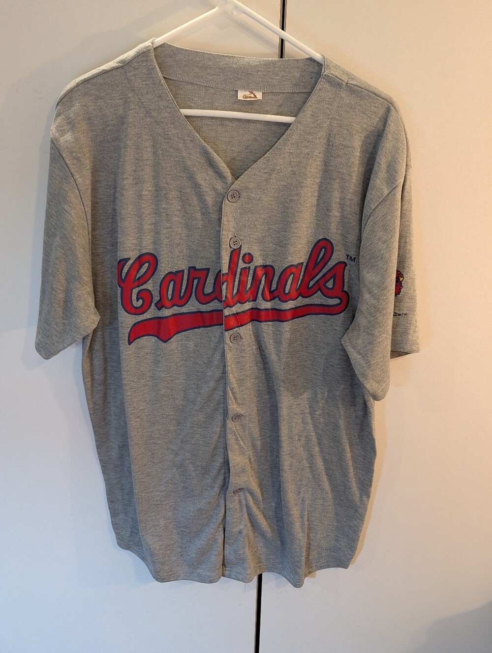 St Louis Cardinals XL Mens Grey Button-Front Baseball Jersey